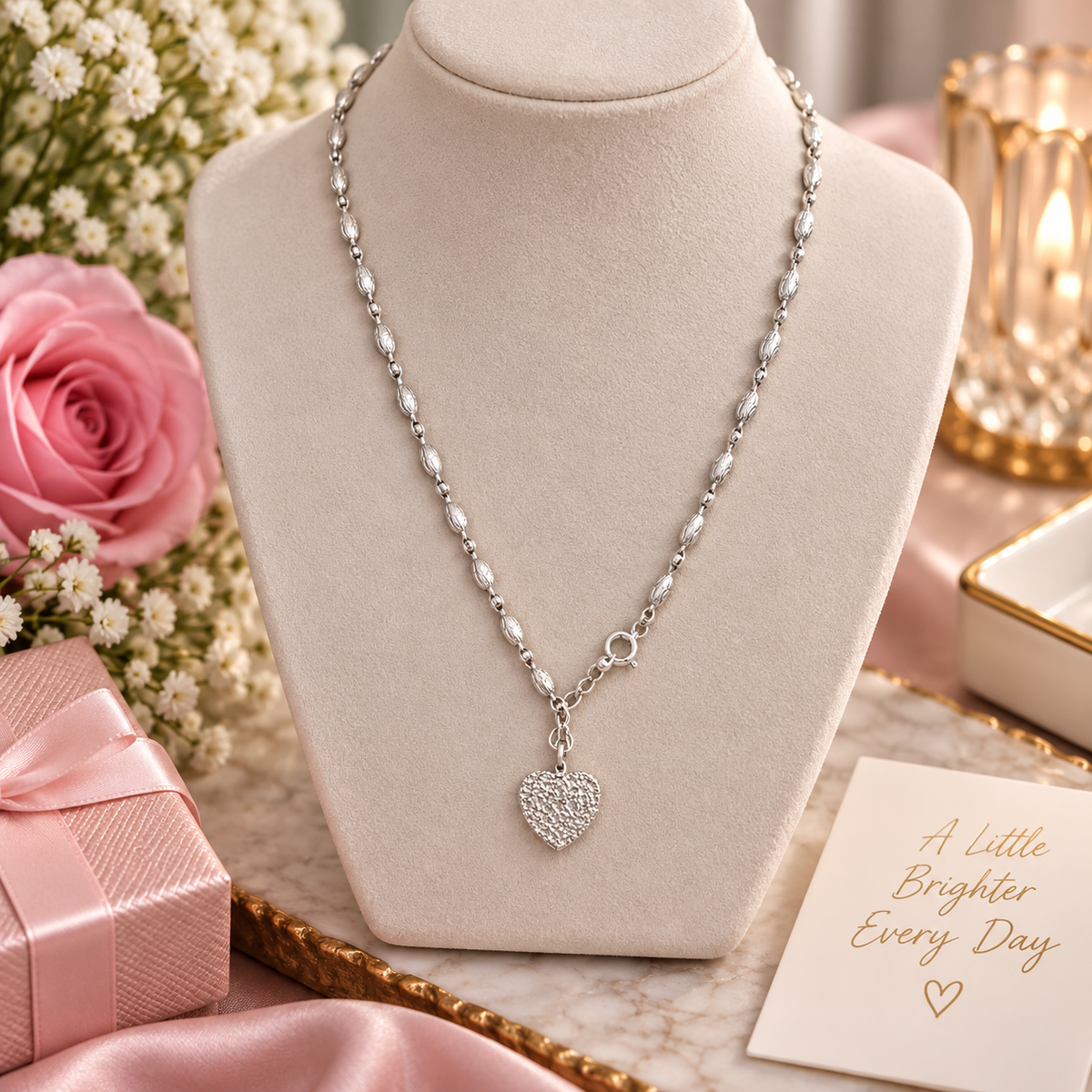 Forever Linked 925 Sterling Silver Heart Necklace