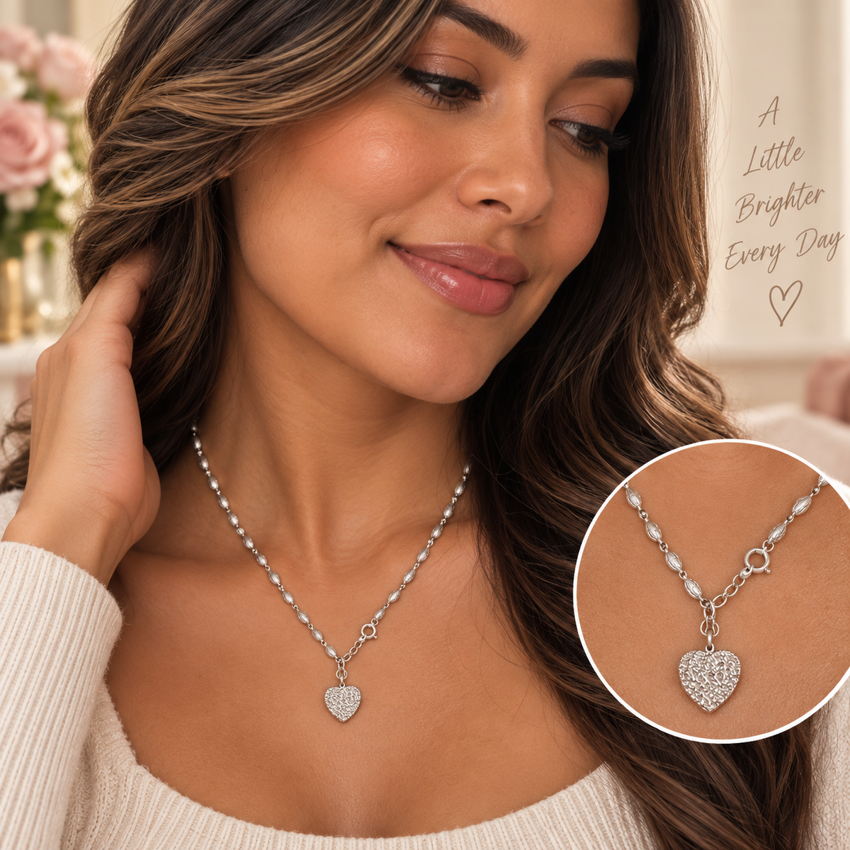 Forever Linked 925 Sterling Silver Heart Necklace