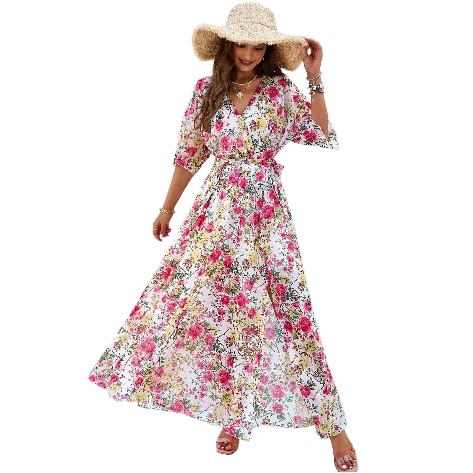 Women's spring/summer elegance printed waist dress