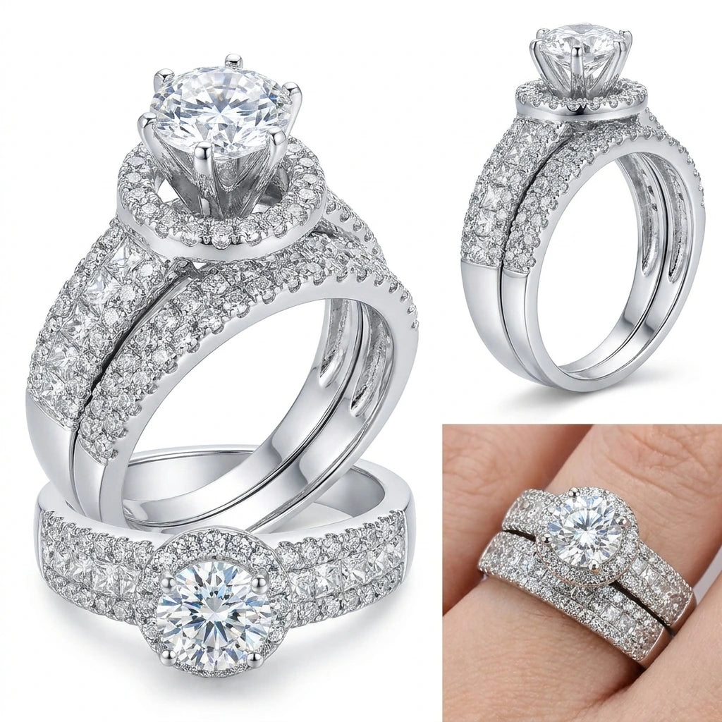 2-Piece Set: Elegant Square Cubic Zirconia Rings
