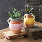 Color Blocked Terra Cotta Vase - Pink