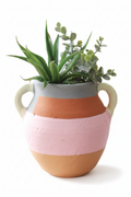 Color Blocked Terra Cotta Vase - Pink