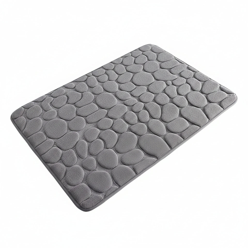 Ultra-Soft Memory Foam Bath Mat – Non-Slip, Absorbent (Gray Hexagon)