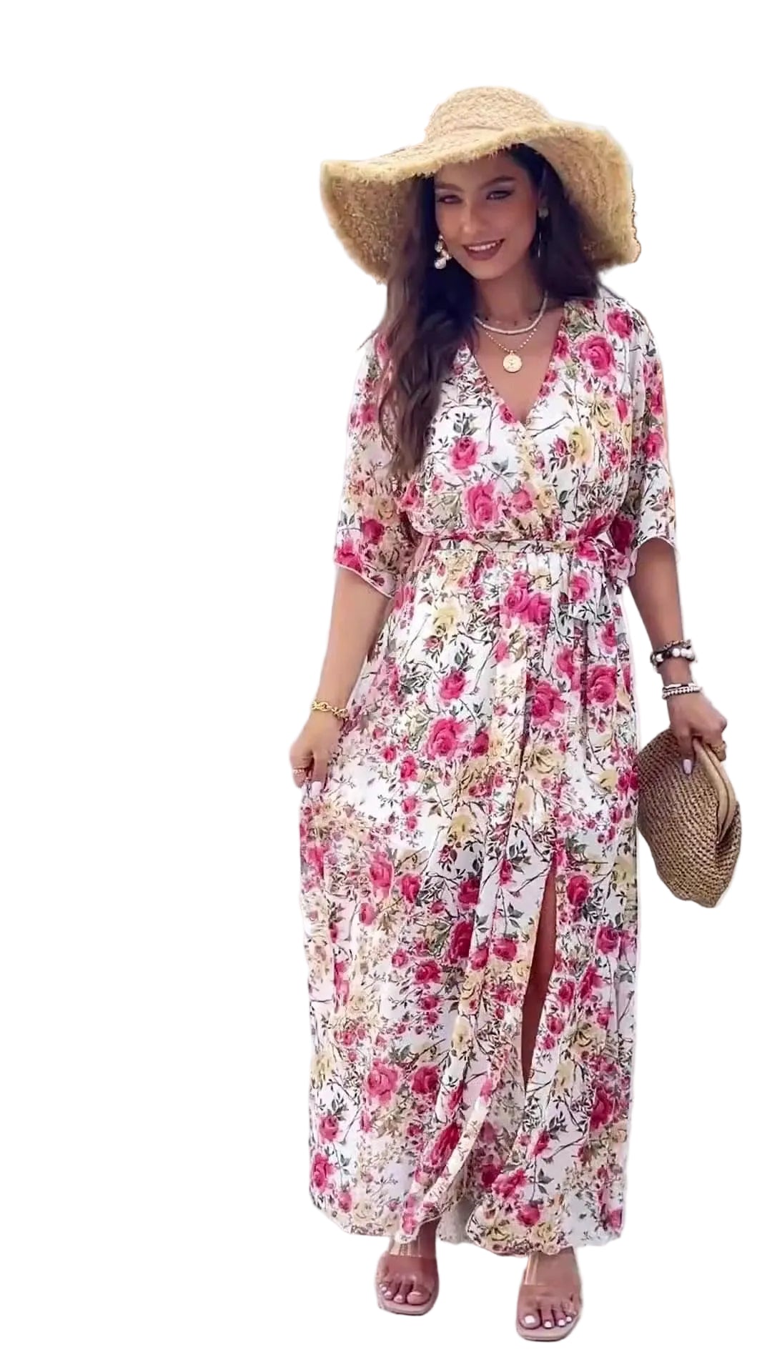 Women's spring/summer elegance printed waist dress