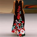 Vintage Print Women Sundress 2023 Summer Fashion V-neck Sleeveless Long Dress Elegant Ladies Maxi Dresses Femme Vestidos