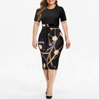 Vintage Print Midi Dress