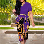 Vintage Print Midi Dress