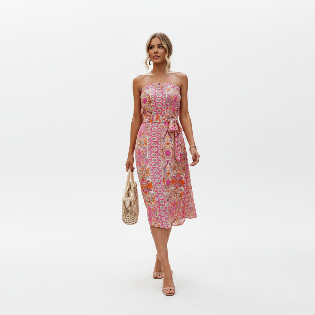 Summer Bohemian Strapless Maxi Dress