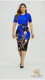 Vintage Print Midi Dress