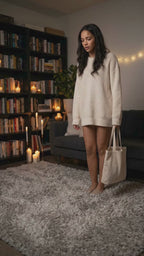 Light Gray Shaggy Area Rug – Soft Plush Indoor Carpet