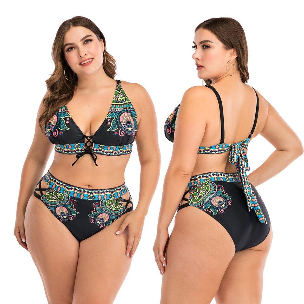 Plus Size Halter Push-Up Bikini Set