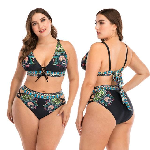 Plus Size Halter Push-Up Bikini Set
