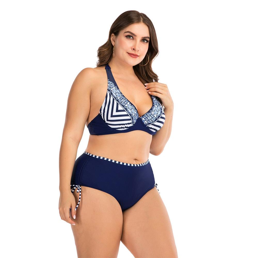 Plus Size Halter Push-Up Bikini Set