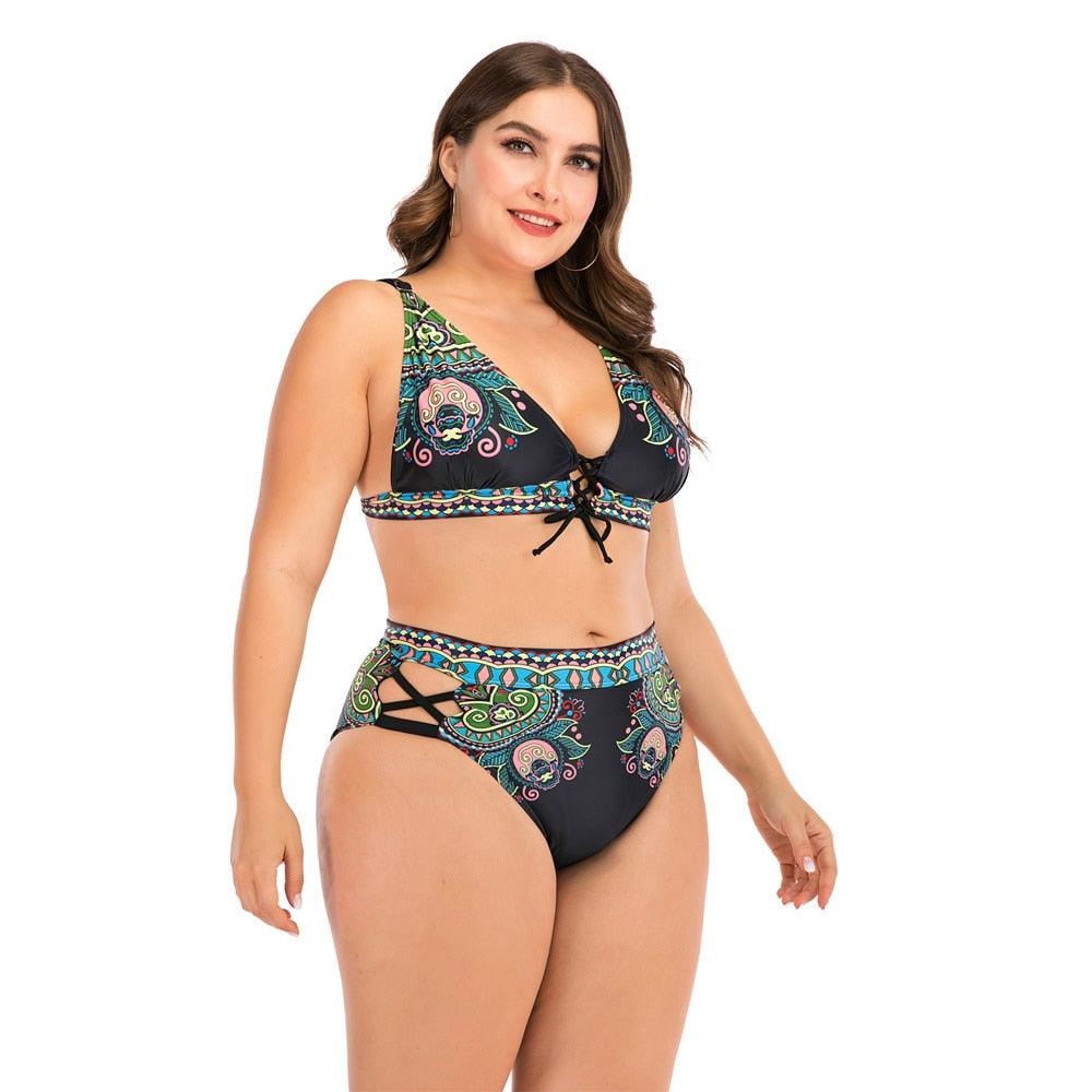 Plus Size Halter Push-Up Bikini Set
